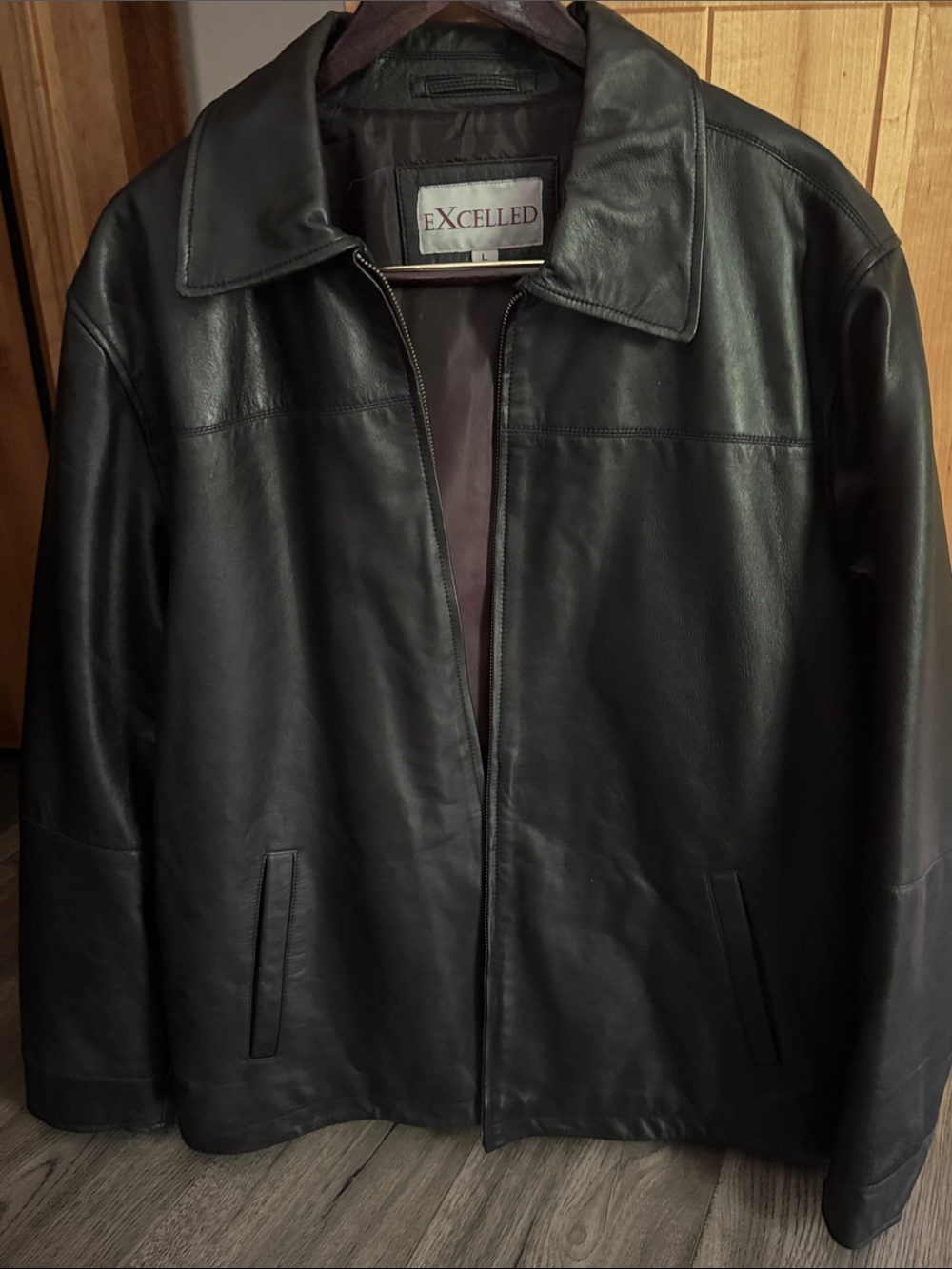 Men’s Black Leather Zip Jacket